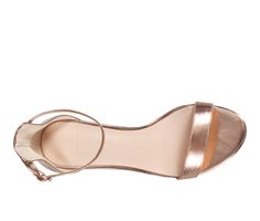 Smooth synthetic upper, Adjustable buckle closure for a custom and secure fit, Approx. 2 inch block heel, Classic rounded open toe, Smooth footbed, Durable outsole | Women's Halston Practical Dress Sandals in Rose Gold Size 11 Medium Elegant Gold Block Heels For Summer, Elegant Summer Wedge Sandals With Stacked Heel, Modern Low Heel Block Heels For Party, Spring Elegant Flat Heel Wedge Sandals, Modern Flat Heel Sandals For Party, Elegant Summer Wedge Sandals With Heel Strap, Summer Formal Block Heels With Ankle Strap, Formal Summer Block Heels With Ankle Strap, Elegant Flat Sandals With Padded Heel