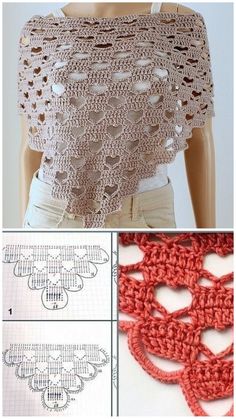 the crochet pattern is shown with instructions to make it look like an openwork top