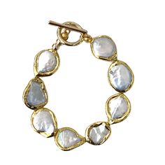 Camille Pearl Bracelet - Bettina H. Designs Handmade Adjustable Luxury Pearl Bracelet, Luxury Handmade Pearl Bracelet Gift, Luxury Oyster Pearl Bracelet As Gift, Pearl Bracelet, Gold Bracelet, Charm Bracelet, Plating, Bracelet, Gold