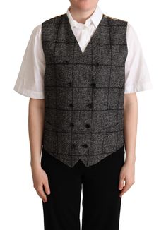 Dolce & Gabbana Elegant Leopard Print Sleeveless Women's Vest Dolce Gabbana Jacket, Waistcoat Woman, Wool Waistcoat, Gray And Brown, Plaid Vest, Dolce And Gabbana Man, Brown Leopard, Dolce E Gabbana, Sleeveless Vest