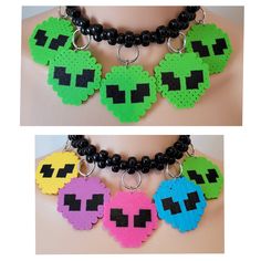 These kandi necklaces are made with pony beads and alien charms. One size fits all. This Item adjust up to 17 Inches.  This Item is made to order. Perfect for any event! You will get lots of compliments in this unique wearable art! Stand out at your next event! Edm festival  Raves Party  Rave outfit  Festival outfit Pride Adjustable Rave Style Choker, Adjustable Rave Choker For Festival, Multicolor Rave Jewelry For Festival, Multicolor Rave Festival Jewelry, Adjustable Multicolor Rave Choker, Handmade Multicolor Rave Necklaces, Rave Style Multicolor Choker, Rave Beaded Jewelry For Festivals, Handmade Rave Jewelry For Halloween