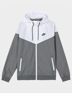 Nike Sportswear Windrunner Jacket. The Nike Sportswear Windrunner Jacket Updates Our First Running Windbreaker With Lightweight Fabric Made From Recycled Materials. Design Details Pulled From The Original Version Provide A Heritage Nike Look. This Product Is Made With 100% Recycled Polyester Fibers. The Iconic Chevron Design Lines At The Chest And Contrast Details Honor The Heritage Look Of The Original Windrunner. A Woven Label Sewn Into The Lining Tells The Windrunner Story. Standard Fit For A Relaxed, Easy Feel. Grommets Made With Nike Grind Rubber. 100% Polyester. Machine Wash. Imported. Urban Long Sleeve Windbreaker For Sports Season, White Reflective Winter Outerwear, White Sportswear Outerwear For Running, White Moisture-wicking Track Jacket For Running, Urban Style Long Sleeve Windbreaker For Sports, White Athleisure Track Jacket For Running, Winter White Outerwear With Reflective Details, Nike Nylon Long Sleeve Track Jacket, Nike Hooded Jacket Sportswear