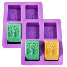 PRICES MAY VARY. Made from food-grade platinum silicone. Non-stick, for easy removal. Highly flexible, durable and heat resistance. Mold size: 7.6 * 6.2 * 1.5 inch, finished size: 2.8 * 2.15 * 1.25 inch. Each soap weight: 4.2oz. Microwave, oven, refrigerator, freezer and dishwasher safe. Great for making soaps, lotion bars and etc. Soap Moulds, Craft Chocolate, Diy Silicone, Soap Making Molds, Formy Silikonowe, Soap Making Supplies, Diy Silicone Molds, Set Patterns, Tree Shapes