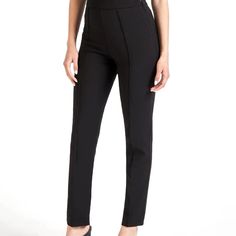 Xs Black Trousers. New With Tags Fitted Black Elastane Pantsuit, Black Fitted Elastane Pantsuit, Stretch High-waist Pantsuit For Night Out, Fitted High Waist Black Pantsuit, Black Fitted High Waist Pantsuit, Stretch Black Pantsuit For Workwear, Black Stretch Pantsuit For Workwear, Black Fitted High-waisted Pantsuit, Fitted Black Ankle-length Pantsuit