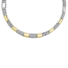 Lagos Gold Station Diamond Necklace Timeless Necklace, Engraved Items, Stunning Necklace, Bead Crochet, Necklace Sizes, Primary Color, Mens Bracelet, Natural Stones, Two Tone