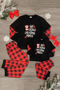 Mom & Me - Matching Christmas Pajamas Family Buffalo Plaid, Christmas Movie Marathon, Family Holiday Pajamas, Hot Cocoa Christmas, Matching Christmas Outfits, Marathon Gift, Christmas Pjs Family, Mommy Daughter Outfits, Daughter Outfits