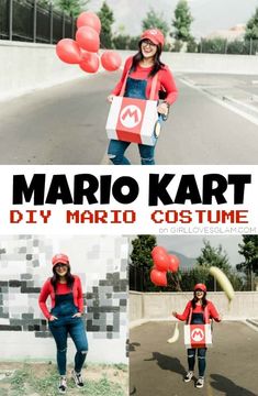 this is a collage of photos with mario and his friends in the same costume