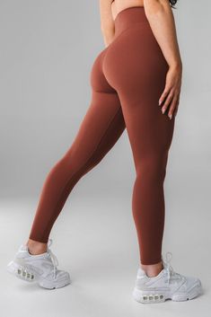 Cloud II™ Pant - Women's Orange Leggings – Vitality Athletic Apparel Fitted Brown Activewear For Training, Brown Fitted Sporty Activewear, Sporty Brown Activewear For Training, Brown High Stretch Activewear For Sports, Brown Athleisure Activewear For Gym, Brown High-stretch Activewear For Sports, High Stretch Brown Activewear For Sports, Brown Athleisure Activewear For Training, Brown Compressive Activewear For Gym