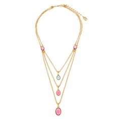 Make a bold statement with our Zinnia Necklace, adorned with multi-colored Czech glass stones in soft pink, pastel blue, and dreamy violet on a beautiful 24K gold-plated metal chain. This sunny layered necklace adds a playful pop of color to any outfit. Elevate all your basic looks with this colorful necklace that exudes tropical charm, featuring a lobster claw clasp for easy wear. All jewelry is handcrafted and made to order in our New York City design studio. Please allow 7-14 business days fo Beachy Necklace, Hair Accessories Pins, Candy Necklaces, Colorful Necklace, Pink Purple Blue, Pink Pastel, City Design, Colourful Necklace, Rose Gold Jewelry