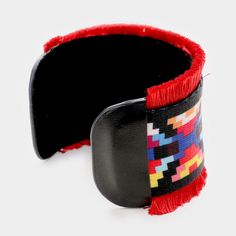 Size : 2.2" H Cuff Embroidery Boho, Red Embroidery, Boho Patterns, Lowest Price, Cuff Bracelet, Tassels, On Sale, Size 2, Cuff