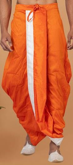 Orange color Dhoti in Dupion Silk fabric with Thread work Orange Cotton Kurta With Pallu, Orange Cotton Sets With Pallu, Orange Cotton Dupatta With Pallu Detail, Orange Cotton Dupatta With Pallu, Orange Cotton Dupatta In Traditional Drape, Dupion Silk, Thread Work, Silk Fabric, Orange Color