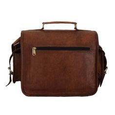 a brown leather briefcase on a white background