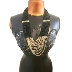 New Colleen Lopez Hsn Long Layered Black & Gold Multi-Strand Ethnic Necklace Wow Stunning Colleen Lopez Multi-Strand Black And Gold Beaded Ethnic Necklace. Hangs Approximately 17" Long. New With Box! Bohemian Beaded Necklaces For Evening, Elegant Festival Necklace With Black Beads, Black Multi-strand Necklace, Bohemian Beaded Evening Necklaces, Festive Handmade Black Necklace, Black Multi-strand Beaded Necklace For Evening, Multi-strand Black Beaded Necklace For Evening, Black Long Necklace For Festivals, Bohemian Black Jewelry With Beaded Chain