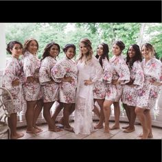 Set Of 14 Bridesmaids Robes, Floral Kimono Robes. 1- Bride White Floral Robe 1- Dark Pink Floral Maid Of Honor Robe 12- Light Pink Bridesmaid Robes. Color Of Robe Can Be Changed Upon Request. One Size Fits Small- Xx Large White Bridesmaid Gift Sets, White Sets For Bridesmaid Gift, Light Pink Bridesmaids, Bridesmaids Robes, Bridesmaid Robes Floral, Kimono Robes, Floral Robes, Bridesmaid Robes, Floral Kimono