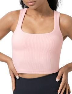 PRICES MAY VARY. Design for low-impact workouts, yoga, lounge or everyday support Made of breathable, ultra-soft, and four-way stretch ribbed fabric,can provide cozy comfort and also offer subtle compression to shape your curves Feature with chic square neckline and V-racerback for more style look Built-in shelf bra lining for all-day support and personalized fit Cropped length, perfect with your favorite flared pants, high waited leggings or jeans Versatile Solid Color Supportive Activewear, Supportive Pink Activewear For Yoga, Pink Ribbed Yoga Tops, Compression Ribbed Activewear, Compression Solid Ribbed Activewear, Ribbed Stretch Activewear For Pilates, Ribbed High Stretch Yoga Activewear, Ribbed Yoga Activewear, Supportive Pink Activewear For Gym