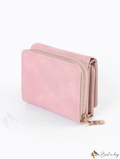 BirdinBag - Zippered Trifold Minimalist Small Wallet: Sleek and Compact Design Wallets For Girls, Wallet With Coin Pocket, Pink Wallet, Cute Wallets, Rose Bonbon, Compact Wallet, Elegant Pattern, Pink Purse, Wallet Fashion