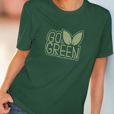 Organic Go Green T-shirt green fashion tee organic climate change awareness t shirt  - Unisex.  Do the Earth a favor with this 100% organic custom t-shirt. These tees are made with responsibly sourced organic cotton that's grown with no hazardous chemicals; a green choice. This t-shirt also features a ribbed neck collar, hemmed set-in sleeves, and a bottom hem with a wide double-needle topstitch. Kindly double-check our size chart at the bottom of our listing to ensure an accurate fit. .: 100% o Style Vert, Green Choices, Green T Shirt, Green Tshirt, Green Shirt, Neck Collar, Go Green, Green Fashion, Sew-in Labels