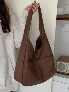 Cute College Bags, Cool Bags Aesthetic, College Bags For Women, Brown Bag Outfit, Simple Purses, Shein Bags, Bag Leather Women, Types Of Bags, Funky Bags