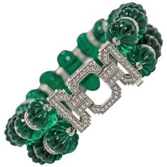 90.56 CTS Two Strand 12mm Carved Melono Emerald Beads Fabulous Bracelet for Her Emerald High Jewelry, Luxury Beaded Bracelets With Round Beads For Wedding, Luxury Green Round Bead Bracelets, Emerald Bracelets, Emerald Green Jewelry, Carved Jewelry, Bracelet For Her, Polki Earrings, Green Things