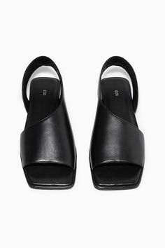 LEATHER SLINGBACK SANDALS - BLACK - COS Sandals Outfit Summer, Cos Fashion, Cos Shoes, Sling Back Sandals, Sandals Outfit, Leather Sandals Flat, Slingback Shoes, Slingback Sandals, Black Leather Sandals