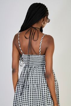 - Measurements: 1. Chest: 32cm, 2. Waist: 29cm, 3. Length: 115cm- Materials: 100% cotton- Thickness: Moderate- Sheerness: None- Stretch: Low- Lining: Full- Care: Gentle wash cold and dry in shade Gingham Dress With Ruffled Hem And Straps, Cotton Smocked Dress With Ruffles For Picnic, Tiered Cotton Mini Dress With Smocked Back, Sleeveless Gingham Dress With Ruched Detail, Sleeveless Gingham Ruched Dress, Cotton Smocked Dress With Ruffles In Gingham, Cotton Gingham Smocked Dress With Ruffles, Summer Plaid Smocked Dress With Ruffles, Sleeveless Gingham Dress With Tie Back