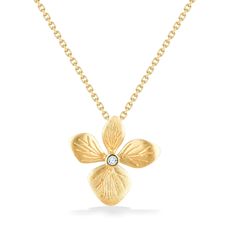 44433 - 14K Yellow Gold - Hydrangea Pendant