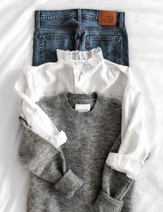 The basics. Ținute Business Casual, Pull Gris, 가을 패션, Looks Style, Mode Style, Fall Winter Outfits