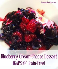 blueberry cream cheese dessert with raspberries and gran - free