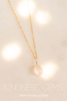 This simple Rose quartz pendant necklace is perfect for everyday wear! Rose quartz is the gemstone of love and a symbol of kindness. It opens the heart to give and receive love. | womens jewelry and accessories | jewelry by material | jewelry gift ideas | Handmade Rose Quartz Jewelry For Everyday, Dainty Rose Gold Pendant Crystal Necklaces, Minimalist Rose Gold Crystal Pendant Necklace, Minimalist Gemstone Charm Necklaces As Gift For Her, Minimalist Gemstone Charm Necklace As Gift For Her, Elegant Rose Quartz Crystal Necklace In Rose Gold, Delicate Pink Rose Quartz Crystal Necklace, Minimalist Rose Gold Crystal Necklace, Minimalist Teardrop Gemstone Crystal Necklace