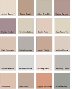 many different shades of paint that are in the same color scheme, each with different names