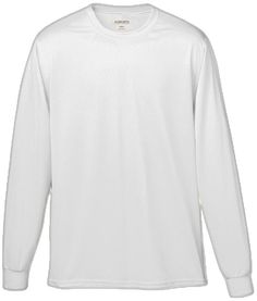 a white long - sleeved t - shirt with the word, on it's chest