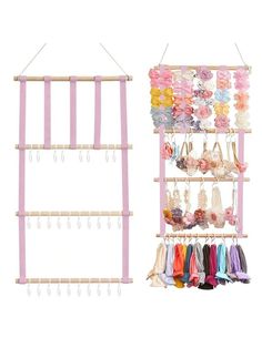 Rosa  Collar  Poliéster   Embellished Hairpin Organizer, Bow Headband Holder, Plastic Hair Ties, Hanging Jewelry Storage, Hair Accessories Display, Tie Storage, Shelf Hanging, Children Hair