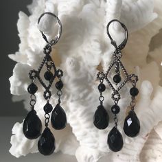 Black Faceted Onyx Stones Set In Black Rhodium Plated Sterling Silver Dangle From A Lever Back Style Earring. Super Comfy And Lightweight. Beautiful Shiny Stones. Earrings Are New But Not Tagged. 100 % Genuine Stones And Sterling. Black Dangly Earrings, Black Drop Clip-on Earrings For Evening, Black Crystal Metal Earrings For Formal Occasions, Black Metal Clip-on Earrings For Evening, Black Drop Clip-on Earrings For Party, Formal Black Crystal Earrings, Black Beaded Metal Dangle Earrings, Black Metal Crystal Earrings For Party, Black Teardrop Metal Jewelry