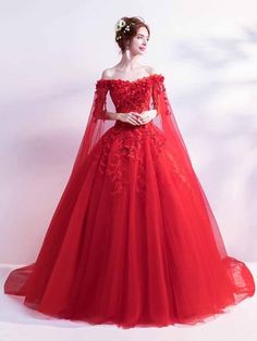 Off-the-Shoulder Lace Applique Wedding Dresses Dazzling Dresses, Vintage Ball Gowns, Long Sleeve Bridal Gown, Lace Applique Wedding Dress, A Line Prom Dress, Quinceanera Themes, Lace Wedding Dress With Sleeves, Bridal Dresses Lace, Red Wedding Dresses