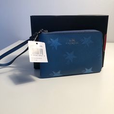 Reposhing This Lovely Wristlet, As It Was Too Small For My New Phone. Remains In Virtually New Condition; I Never Used It. Blue Rectangular Bag With Wrist Strap, Blue Rectangular Wristlet With Removable Pouch, Blue Rectangular Wristlet With Zipper Pouch, Coach Blue Wallet With Removable Pouch, Blue Travel Wristlet With Removable Pouch, Blue Wristlet With Removable Pouch For Travel, Blue Wristlet With Zipper Pouch For Travel, Everyday Blue Pouch Wristlet, Blue Bags With Wrist Strap For Daily Use