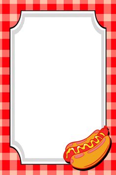 a red and white checkered table cloth with a hot dog on it