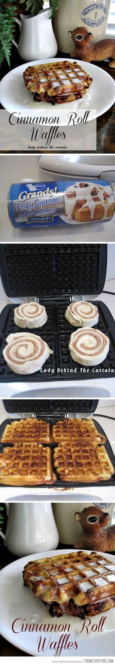 three different views of waffles being cooked on an outdoor grill