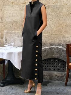 Urban Stand Collar Sleeveless Maxi Dress | stylewe