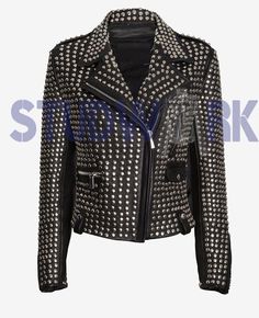 #Women #Heavy #Metal #Silver #Punk #Stud #Work #Genuine #Leather #Black #Biker #Brando #Style #Jacket Edgy Studded Leather Jacket For Biker, Edgy Studded Leather Jacket For Biker Events, Edgy Studded Leather Jacket For Alternative Fashion, Edgy Studded Biker Jacket For Alternative Fashion, Rocker Style Studded Leather Jacket For Biker Events, Rocker Leather Jacket With Studs For Biker Events, Biker Jacket With Rivets For Party, Biker Style Jacket With Rivets For Party, Rock Style Biker Jacket For Biker Events