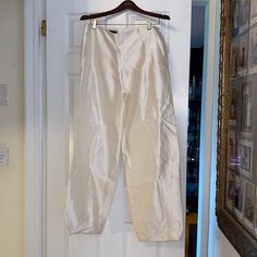 Worn Once! Armani Off White Shantung Silk Cocoon Trousers- Beautiful Pleating At Ankle. Perfect Shape! Silk Cocoon, Shantung Silk, Armani White, Silk Trousers, Jumpsuit Trousers, Giorgio Armani, Pant Jumpsuit, Color White, Pants For Women