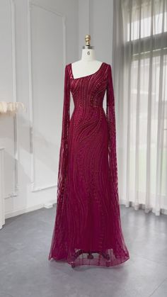 Burgundy Mermaid Evening Dresses Luxury Crystal Women Wedding Formal Party Gown – DreamyVow Elegant Purple Mermaid Dress With Sweep Train, Elegant Burgundy Evening Dress With Sweep Train, Burgundy Fitted Evening Dress For Wedding, Dresses With Long Sleeve, Yellow Evening Dresses, Silver Evening Dress, Grey Evening Dresses, Champagne Evening Dress, Gold Evening Dresses