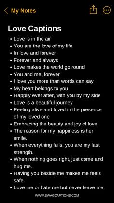 a poem with the words love captions on it