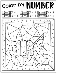 the color by number coloring page for kids