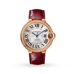 Cartier Ballon Bleu de watch, 36 mm, rose gold, diamonds, leather WJBB0034 Gold Diamond Watches, Sapphire Cabochon, Cartier Ballon Bleu, Cartier Watch, Rose Gold Case, Rolex Oyster Perpetual, Mechanical Movement, Bezel Diamond, Diamond Watch