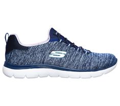 Get right to the sporty style and comfort wearing the Skechers Summits - Quick Getaway shoe. This slip-on sneaker features a soft heathered jersey knit upper with a bungee-laced front and cushioned Memory Foam comfort insole. | Skechers Women's Summits - Quick Getaway Sneaker Sporty Slip-on Sneakers With Elastic Laces For Light Sports, Athleisure Slip-on Sneakers With Ortholite Insole, Athleisure Slip-on Sneakers With Ortholite Insole For Casual Sports, Casual Sports Athleisure Slip-on Sneakers With Ortholite Insole, Comfortable Cushioned Sneakers For Light Exercise, Comfortable Athleisure Sneakers For Sports, Sporty Slip-on Sneakers With Ortholite Insole For Sports, Athleisure Moisture-wicking Slip-on Sneakers, Sporty Cushioned Sneakers