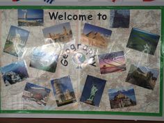 a sign with pictures and words on it that says welcome to geoscigi