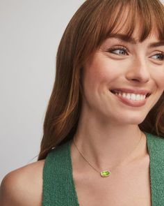 Elisa Gold Pendant Necklace in Peridot | Kendra Scott Kendra Scott Peridot, Green Kendra Scott, Kendra Scott Necklace On Person, Formal Peridot Pendant Necklace, Kendra Scott Necklace Iridescent Drusy, Elisa Gold Pendant Necklace, Elisa Necklace, August Birthdays, Elisa Pendant Necklace