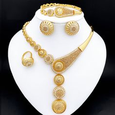 Afraic Jewelry -Dubai Gold Color Jewelry Set Hollow Round Ball Large Pendant Necklace Earring Ring Bracelet Set Women's Wedding Party Gift product name: Latest jewelry set designs for women material: Zinc alloy keyword: Dubai Gold Color Jewelry Set Skeletonized Round Ball Large Pendant Necklace Earring Ring Bracelet Set Style: Colorful Dubai Gold Color Jewelry Set For Women Style: TRENDY Shape\pattern: Round Plating color: Gold Plating Origin: Mainland China Occasion: wedding Model Number: 233 M Emerald Jewellery, Big Bracelets, Ring Indian, Free Certificates, Large Pendant Necklace, Jewelry Set Design, Earring Ring, Earrings Big, Indian Jewelry Sets