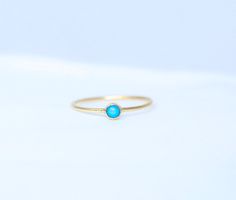 Small 14K Gold Turquoise Stacking Ring | AVIE Fine Jewelry Stackable Blue Turquoise Ring In 14k Gold, Dainty Blue Turquoise Round Ring, Fine Jewelry Gift, Natural Turquoise, Stacking Ring, Stacking Rings, Turquoise Ring, Jewelry Gifts, Gold Rings