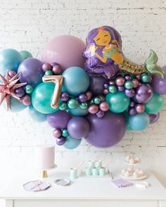 Kids Mermaid Balloons & Party Decorations I Chicago, IL — Paris312 Half Balloon Arch, Mermaid Balloon Arch, Backdrop Balloon Garland, Mermaid Backdrop, Backdrop Balloon, Mermaid Birthday Decorations, Mermaid Balloons, Sweets Table, Giant Balloons